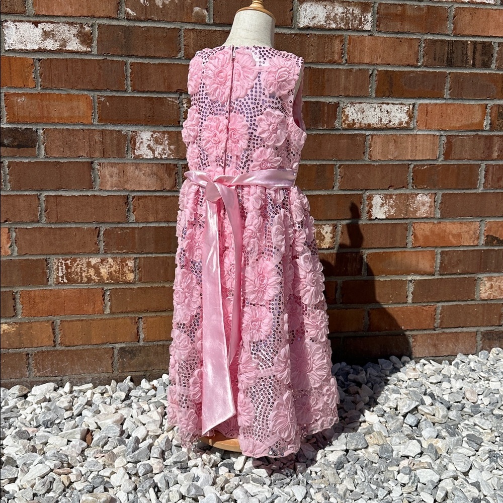 American Princess Pink Sequin Floral Dress - Picture 3 of 7